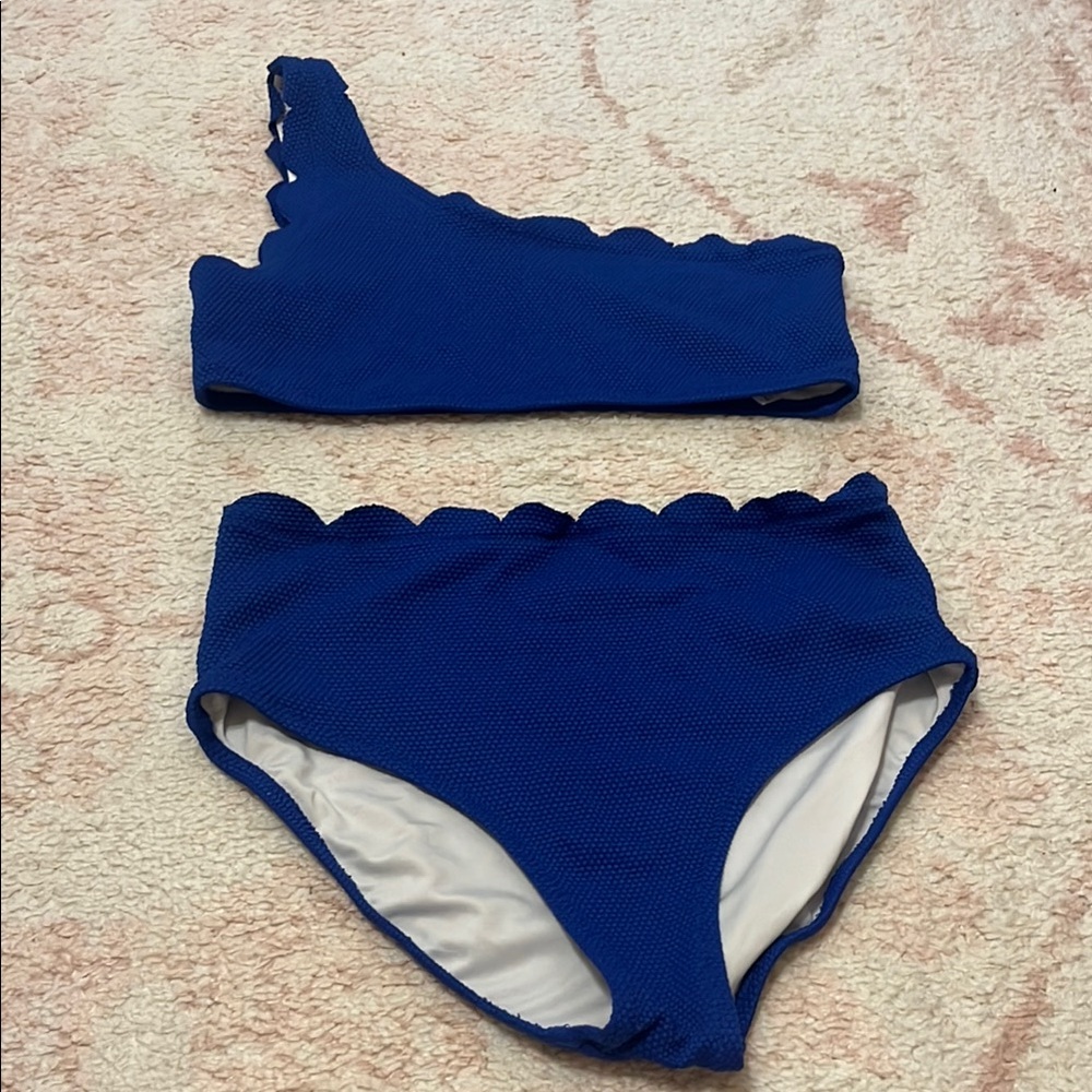 Old Navy Blue Scalloped Bikini Top